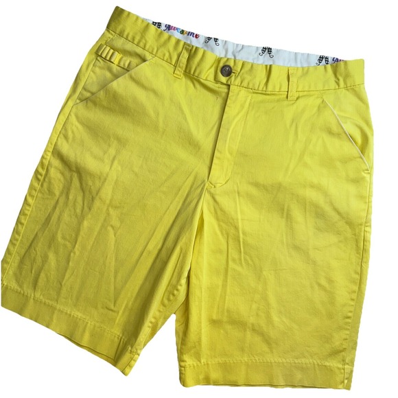 Royal & Awesome Other - Royal &‎ Awesome Golf Shorts Mens 34 Yellow Cotton Stretch Tee Holder Logo